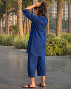 Navy blue chambray kurta set