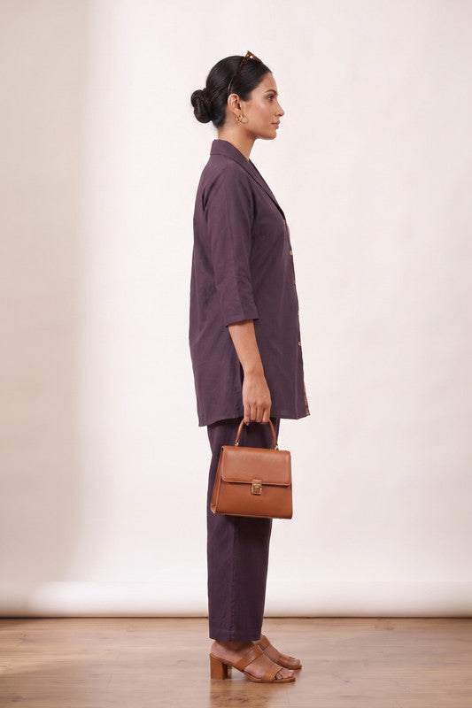 Deep plum botanical embroidered co-ord set