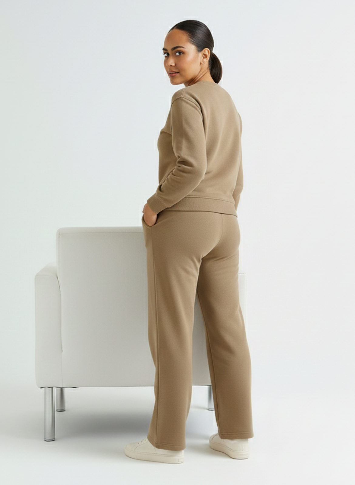 Tiramisu Brown Cotton Sweatshirt & Jogger Co-ord Set