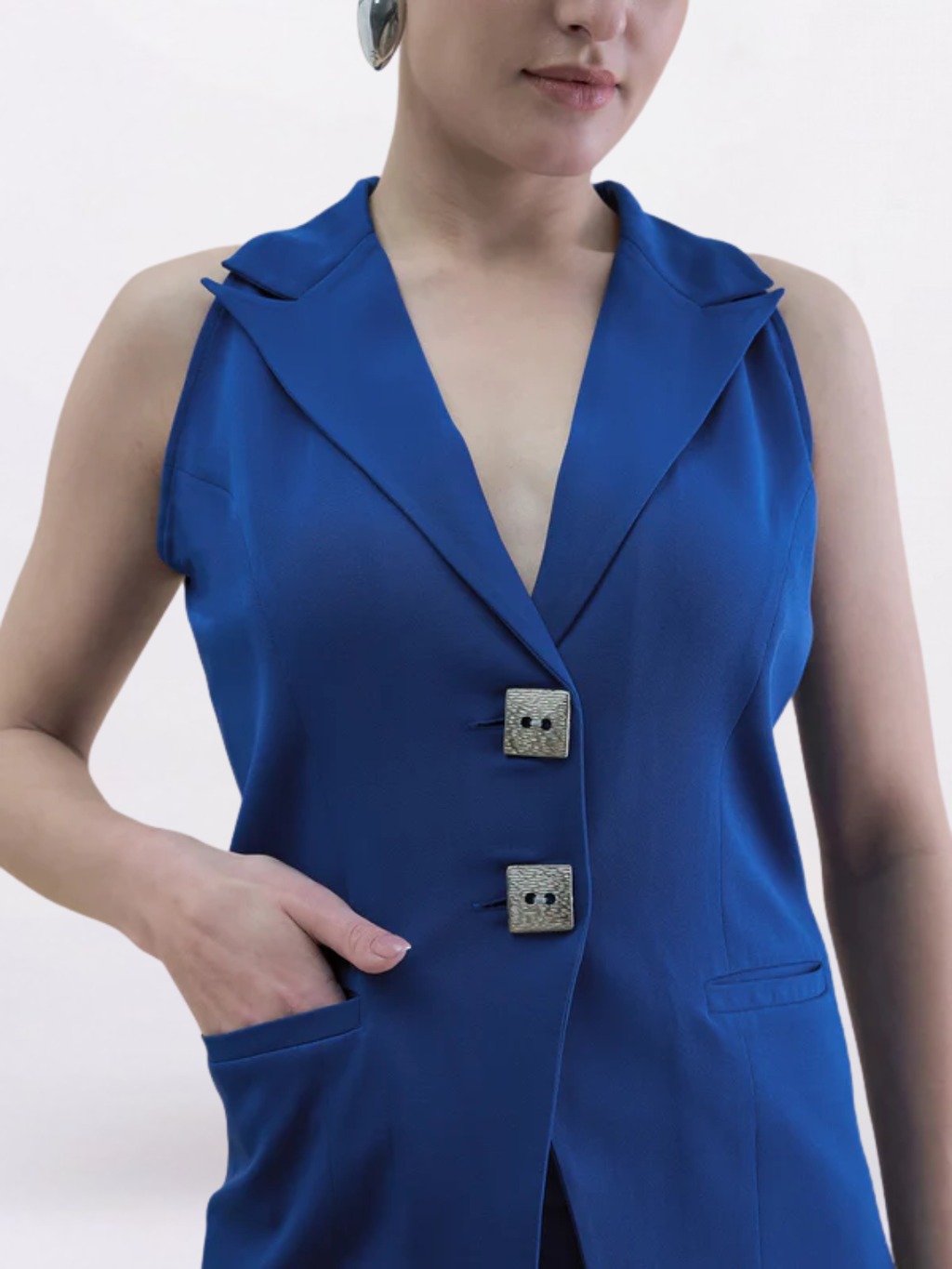Ink Blue Halter Waistcoat & Bell-Bottom Trouser Set