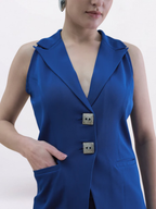 Ink Blue Halter Waistcoat & Bell-Bottom Trouser Set