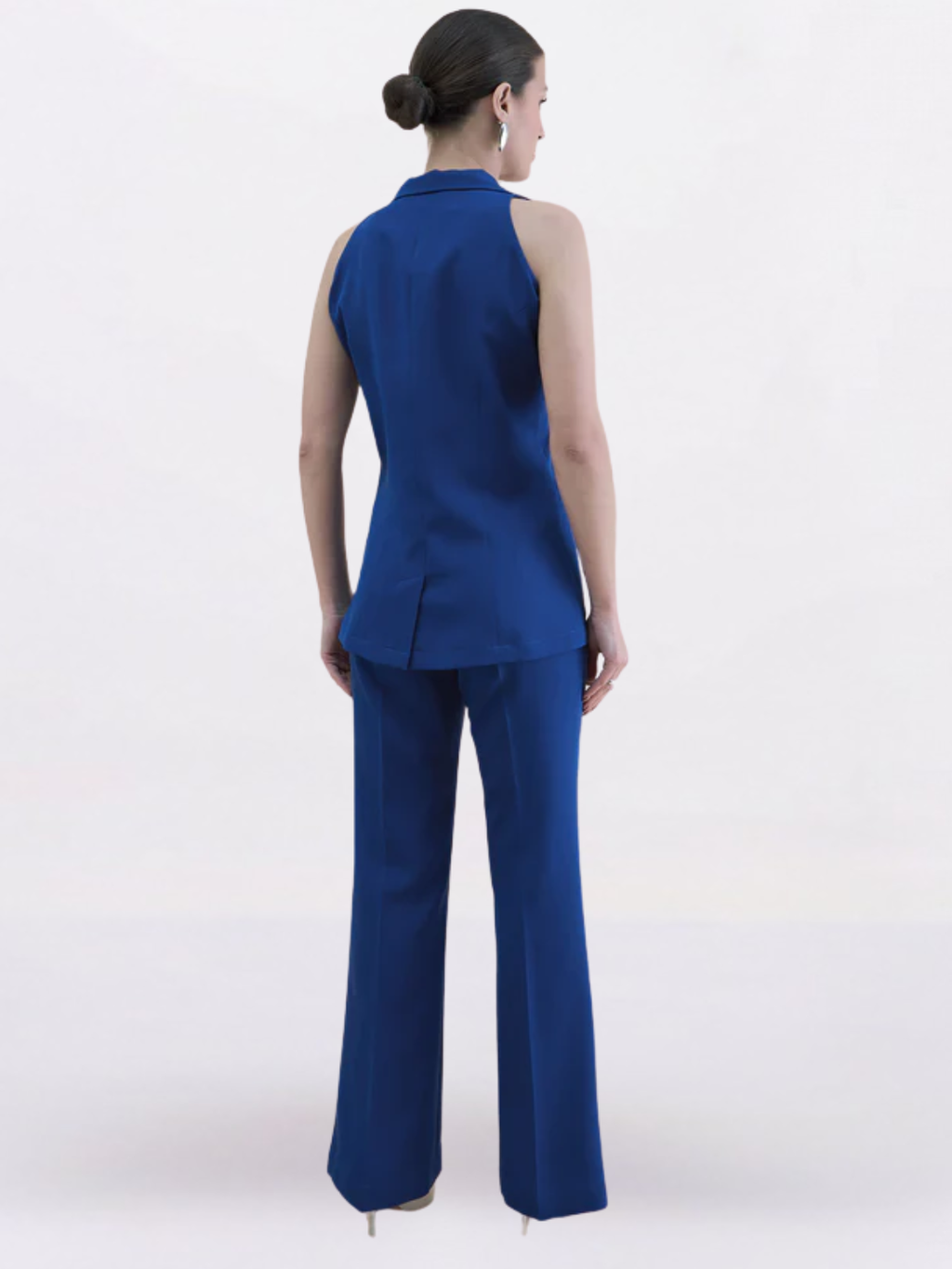 Ink Blue Halter Waistcoat & Bell-Bottom Trouser Set