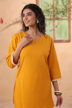 Mustard Yellow Solid Cotton Flex Co-ord Set