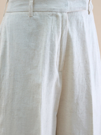 Light Beige Linen-Blend U-Neck Waistcoat & Trouser Set