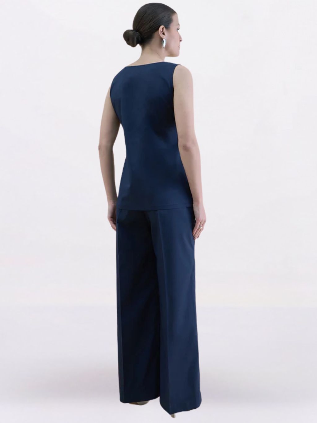 Navy Blue U-Neck Waistcoat & Straight Trouser Set