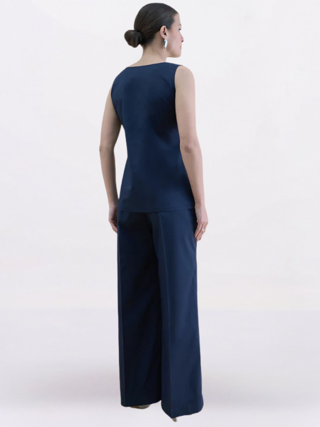 Navy Blue U-Neck Waistcoat & Straight Trouser Set