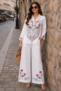 White Floral Embroidered Cotton Co-ord Set