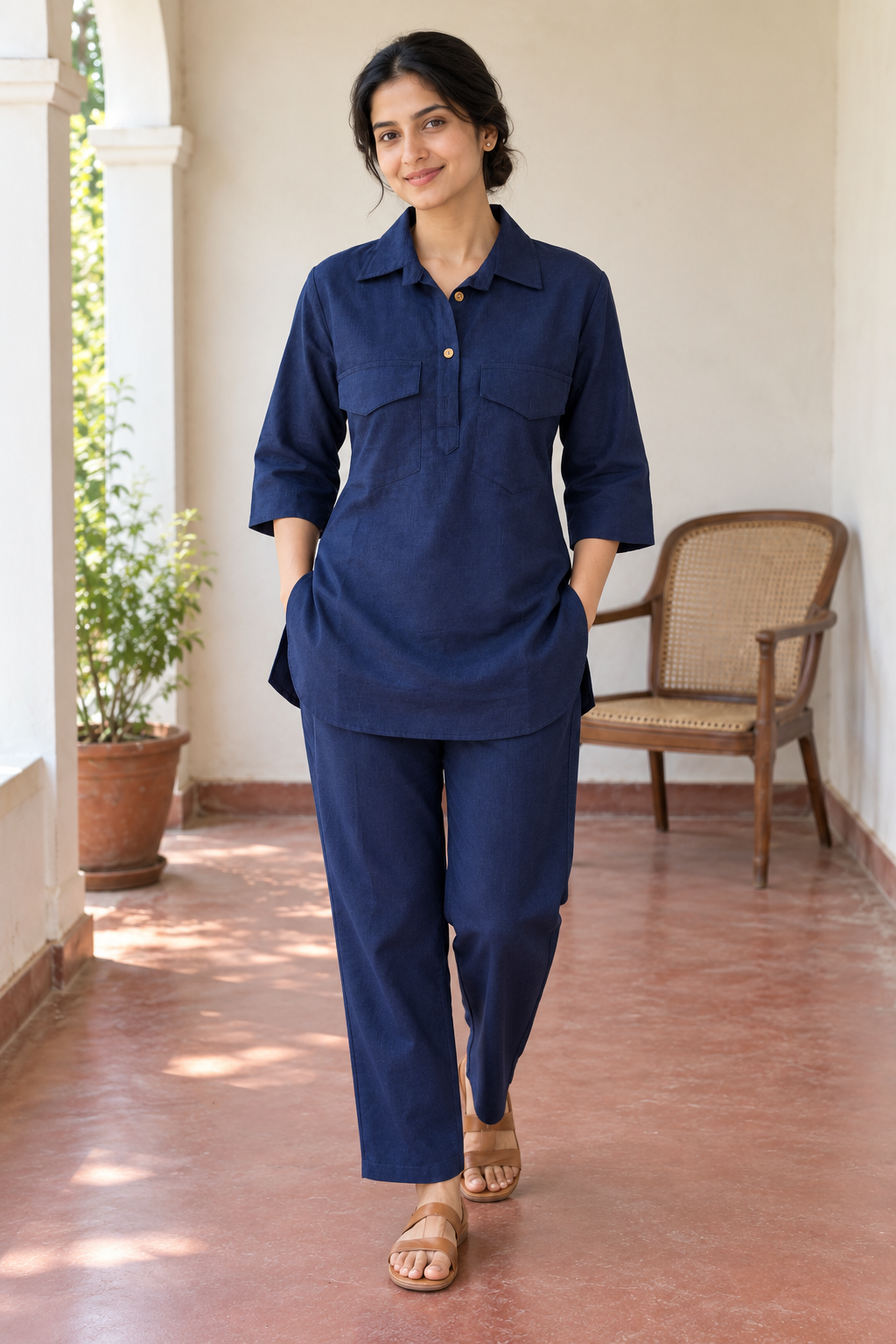 Pathani Co-ord Set - Navy