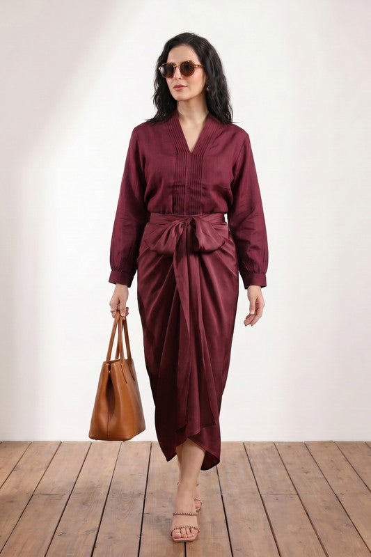 Wine wrap Russian silk co-ord set