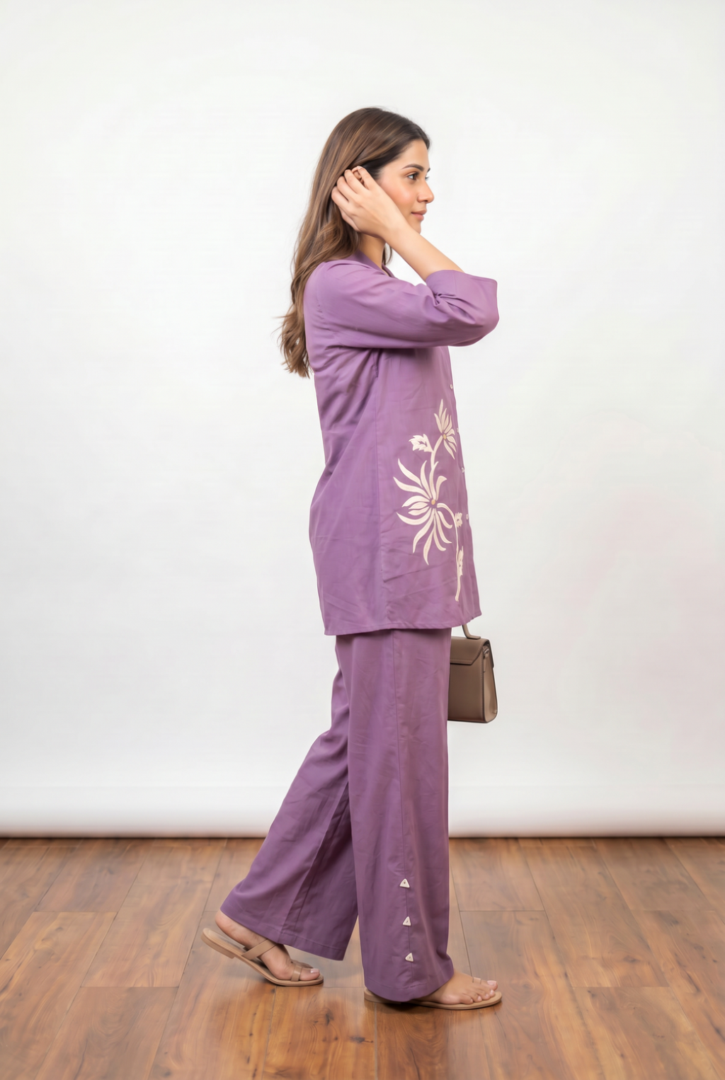 Lavender floral appliqué co-ord set