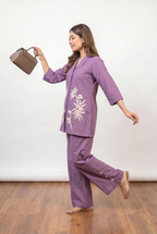 Lavender floral appliqué co-ord set