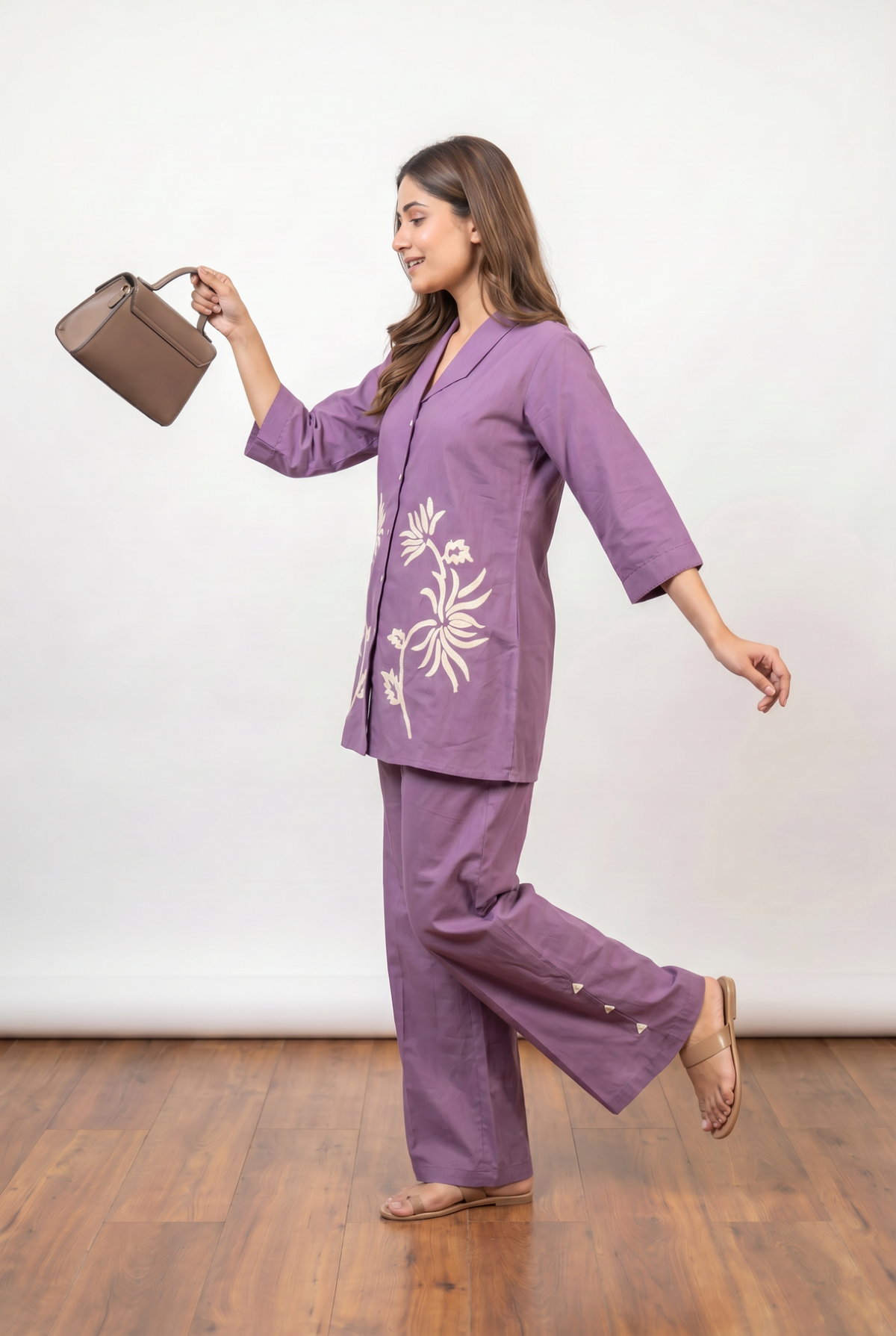Lavender floral appliqué co-ord set