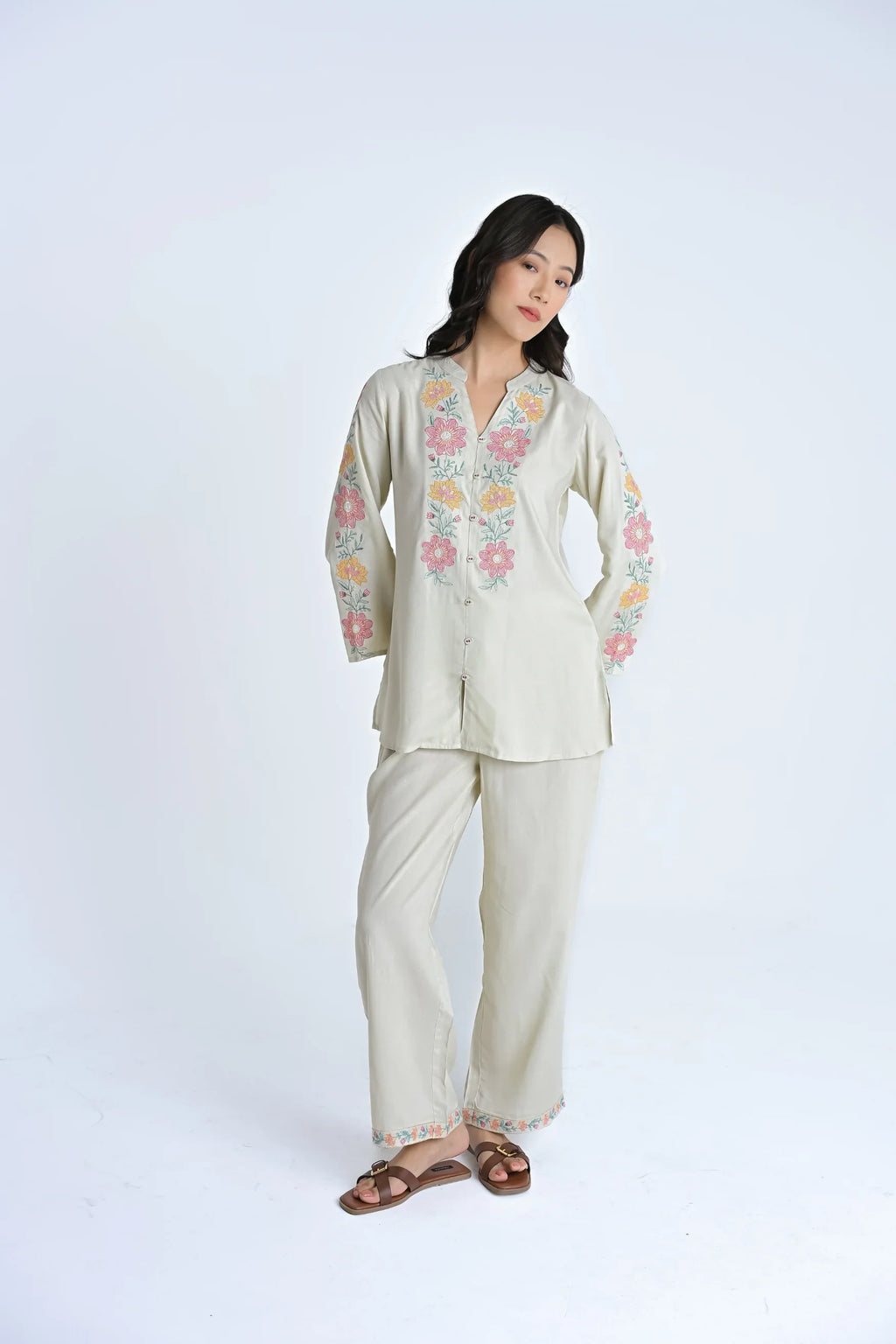 Ivory knotwork embroidered co-ord set