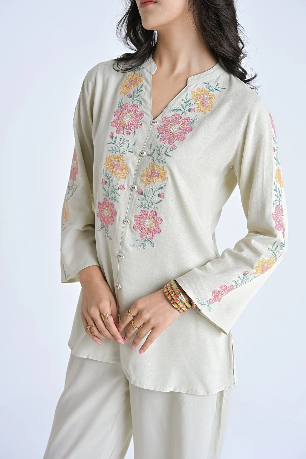 Ivory knotwork embroidered co-ord set