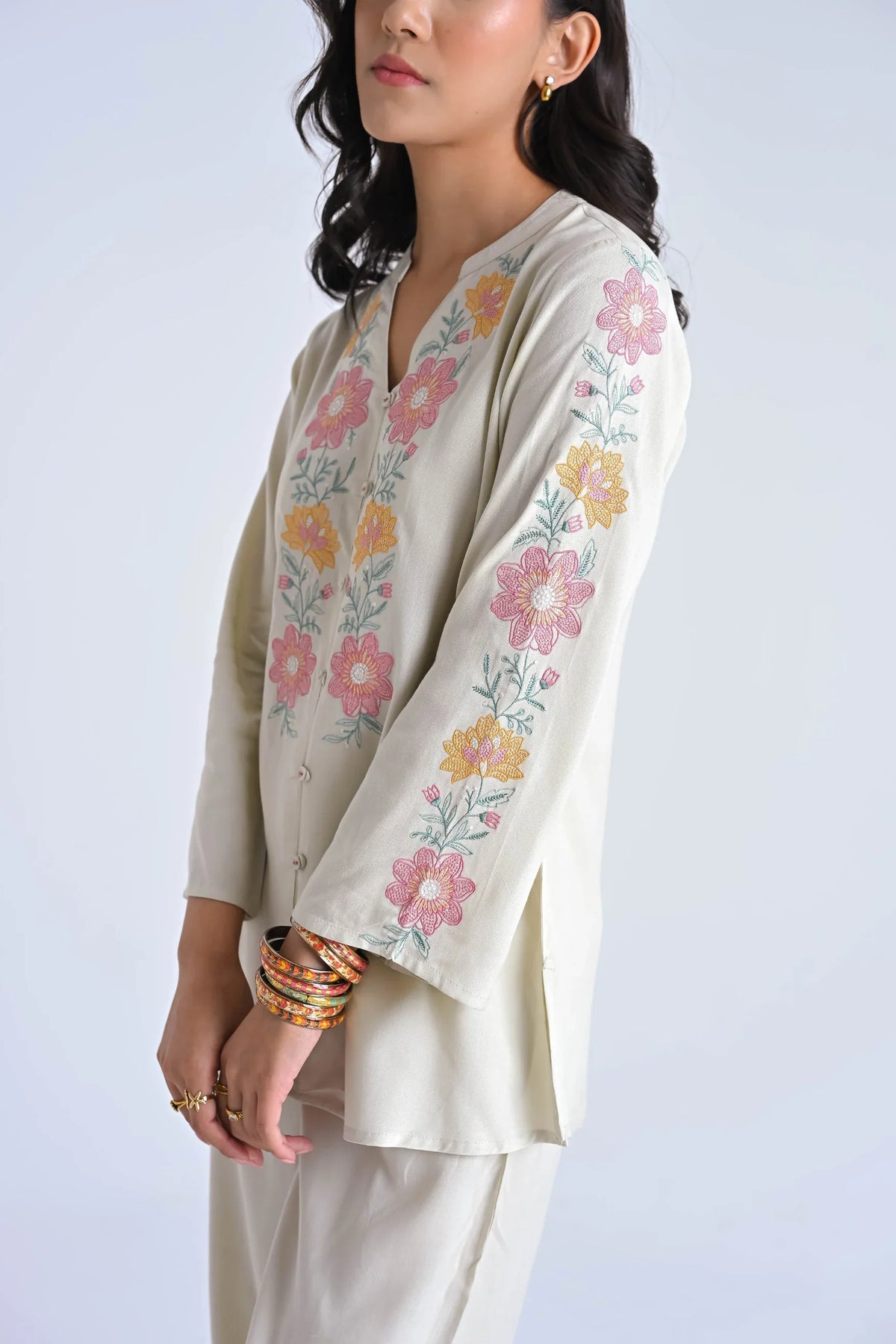 Ivory knotwork embroidered co-ord set