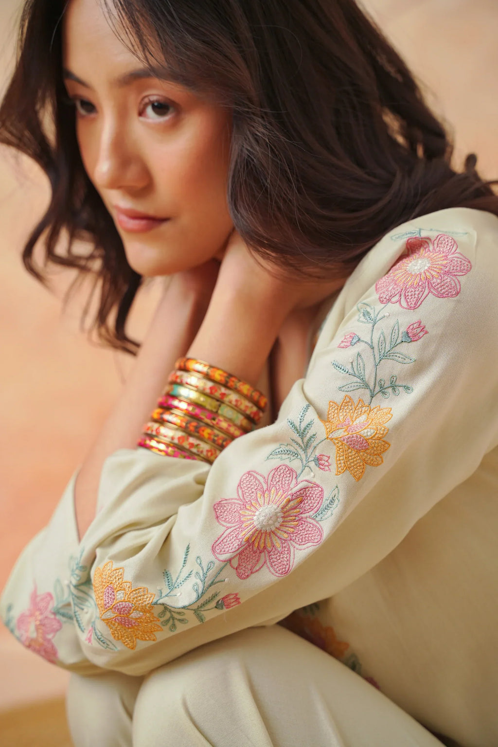 Ivory knotwork embroidered co-ord set