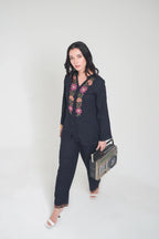 Navy knotwork embroidered co-ord set
