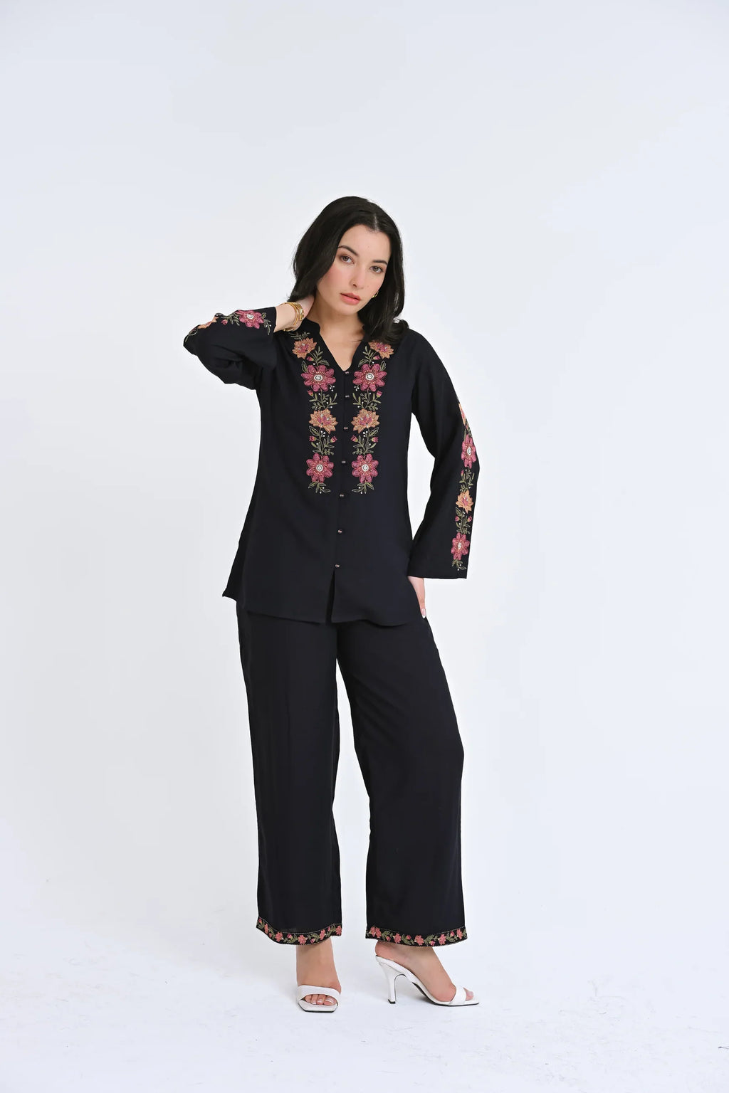 Navy knotwork embroidered co-ord set