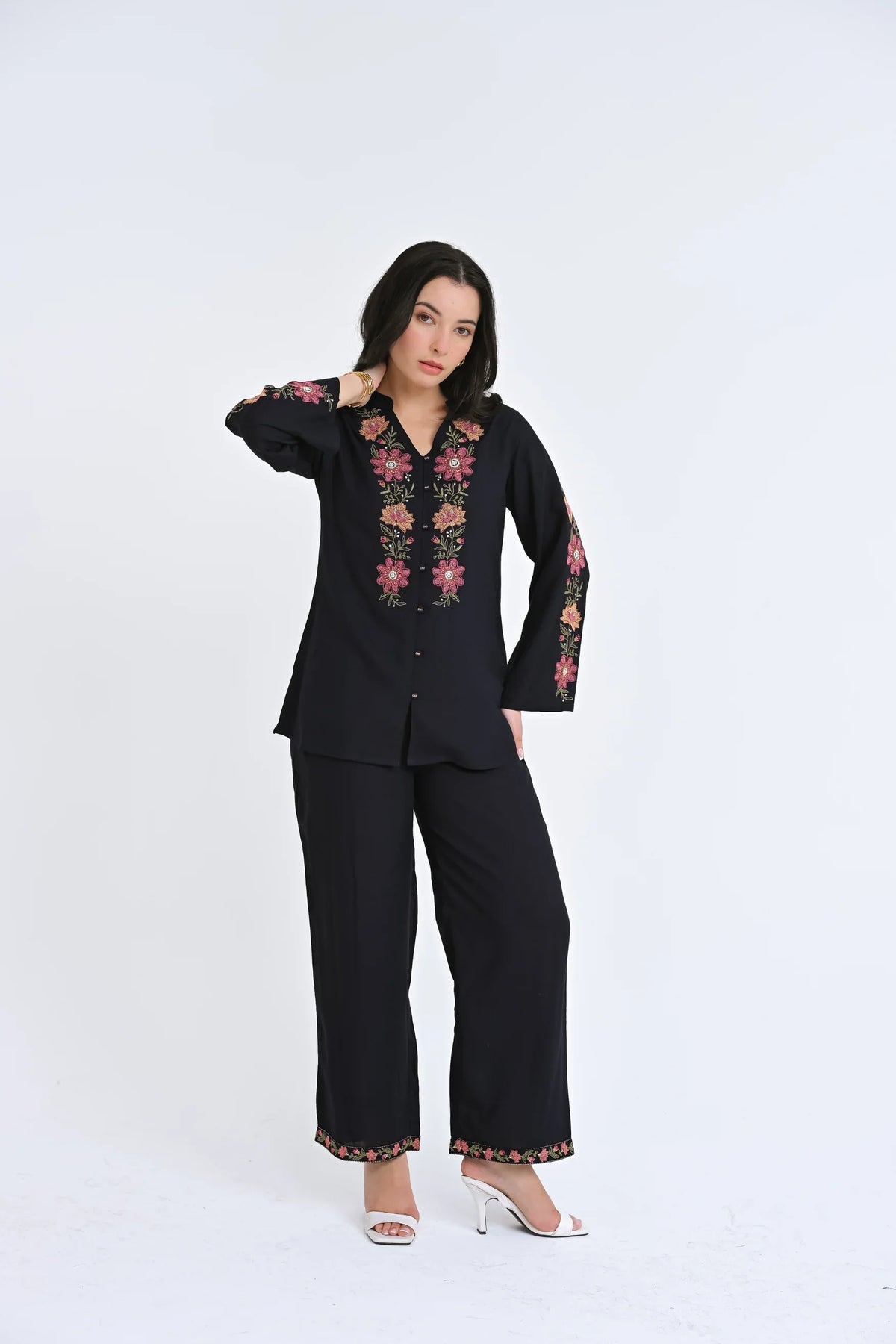 Navy knotwork embroidered co-ord set
