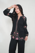 Black tonal embroidered co-ord set