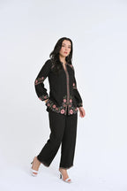 Black tonal embroidered co-ord set