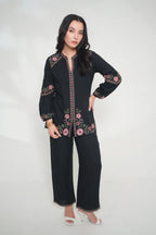 Black tonal embroidered co-ord set