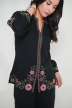 Black tonal embroidered co-ord set