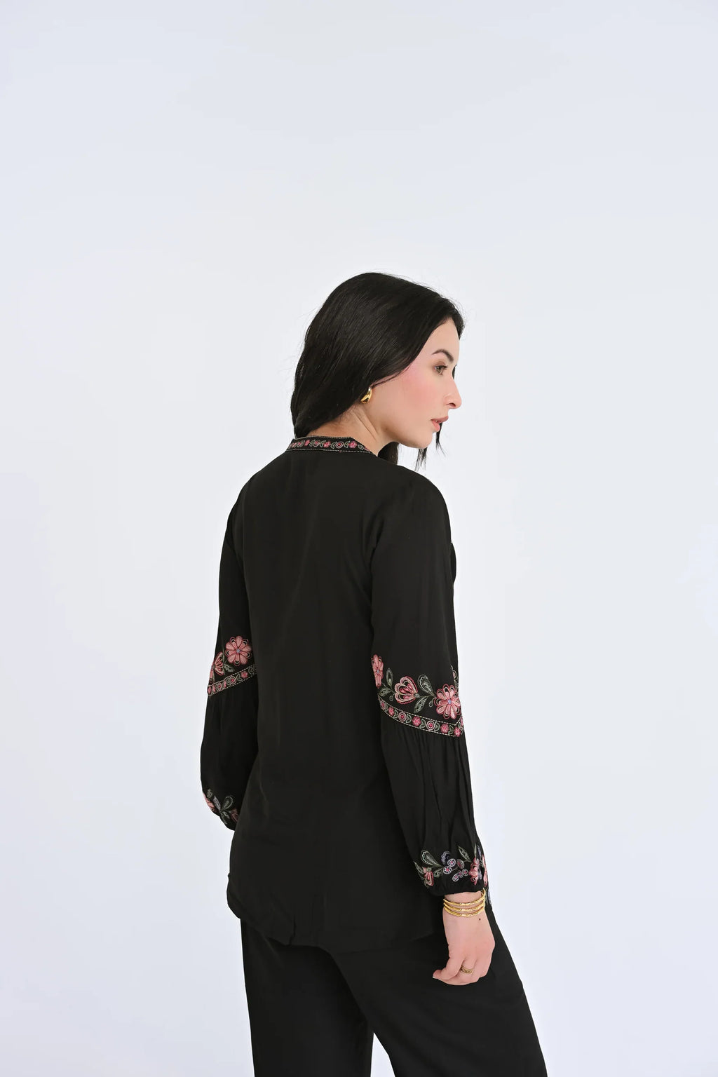 Black tonal embroidered co-ord set
