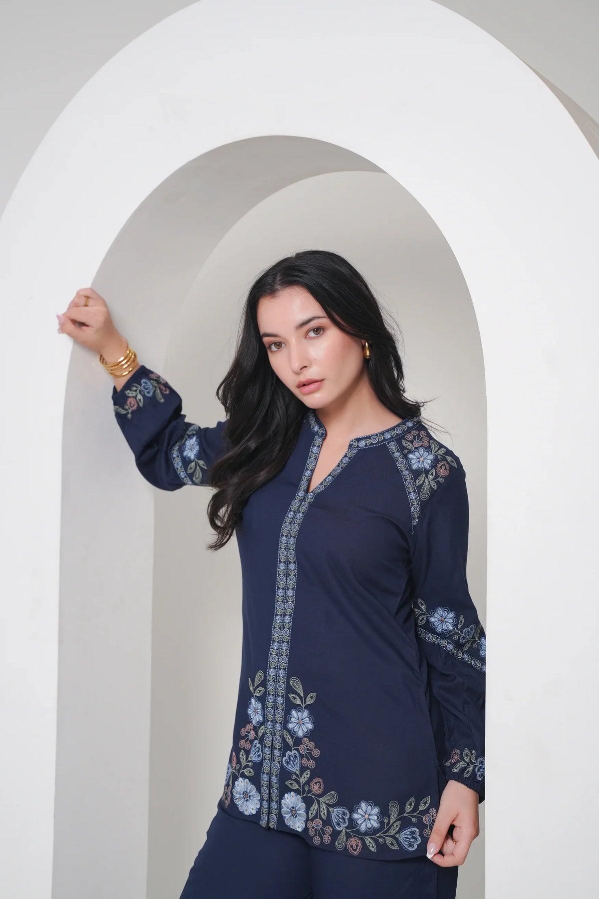 Navy embroidered co-ord set