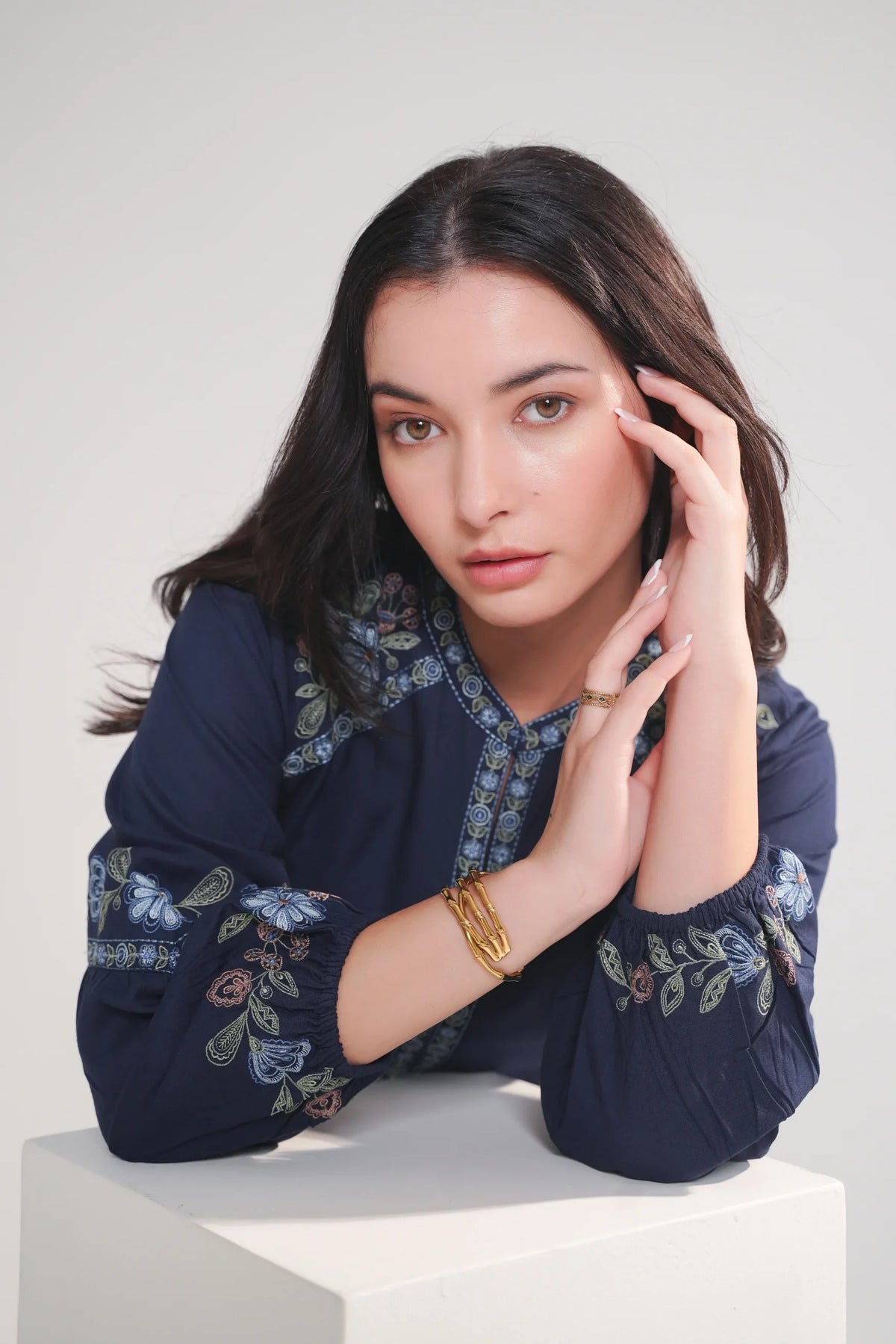 Navy embroidered co-ord set