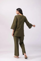 Olive green co-ord set front