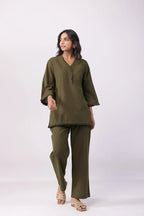 Olive green cotton co-ord set