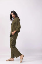 Olive green co-ord set side