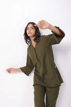 Olive green co-ord set back