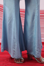Blue Tie-Up Russian Silk Co-ord Set