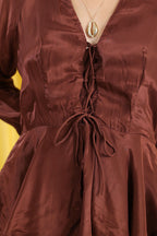 Brown Layered Peplum Co-ord Set
