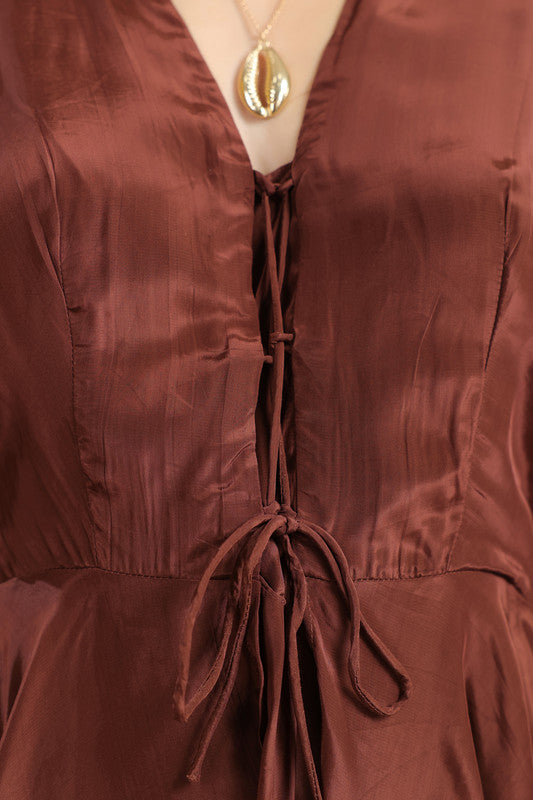 Brown Layered Peplum Co-ord Set