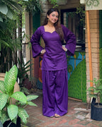 Rayon corset-back kurti and farshi salwar set