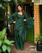 Rayon corset-back kurti and farshi salwar set
