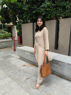 Cream textured crepe co-ord set