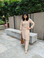 Cream textured crepe co-ord set