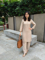 Cream textured crepe co-ord set