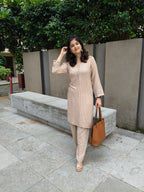 Cream textured crepe co-ord set