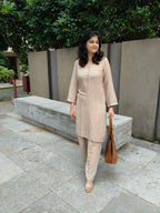 Cream textured crepe co-ord set