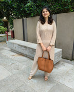 Cream textured crepe co-ord set