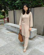 Cream textured crepe co-ord set