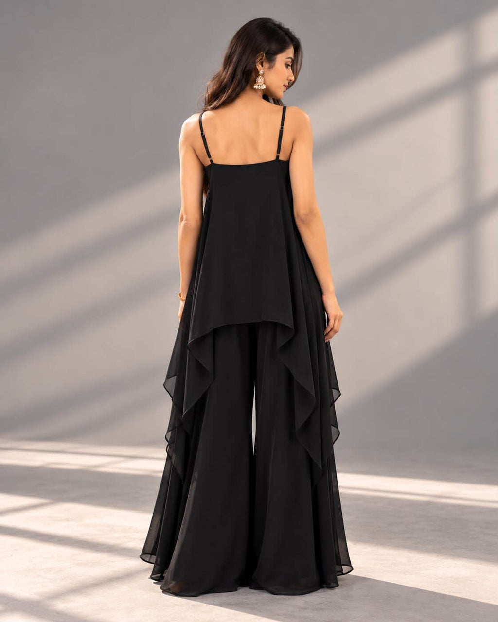 Black organza palazzo set