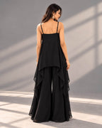 Black organza palazzo set