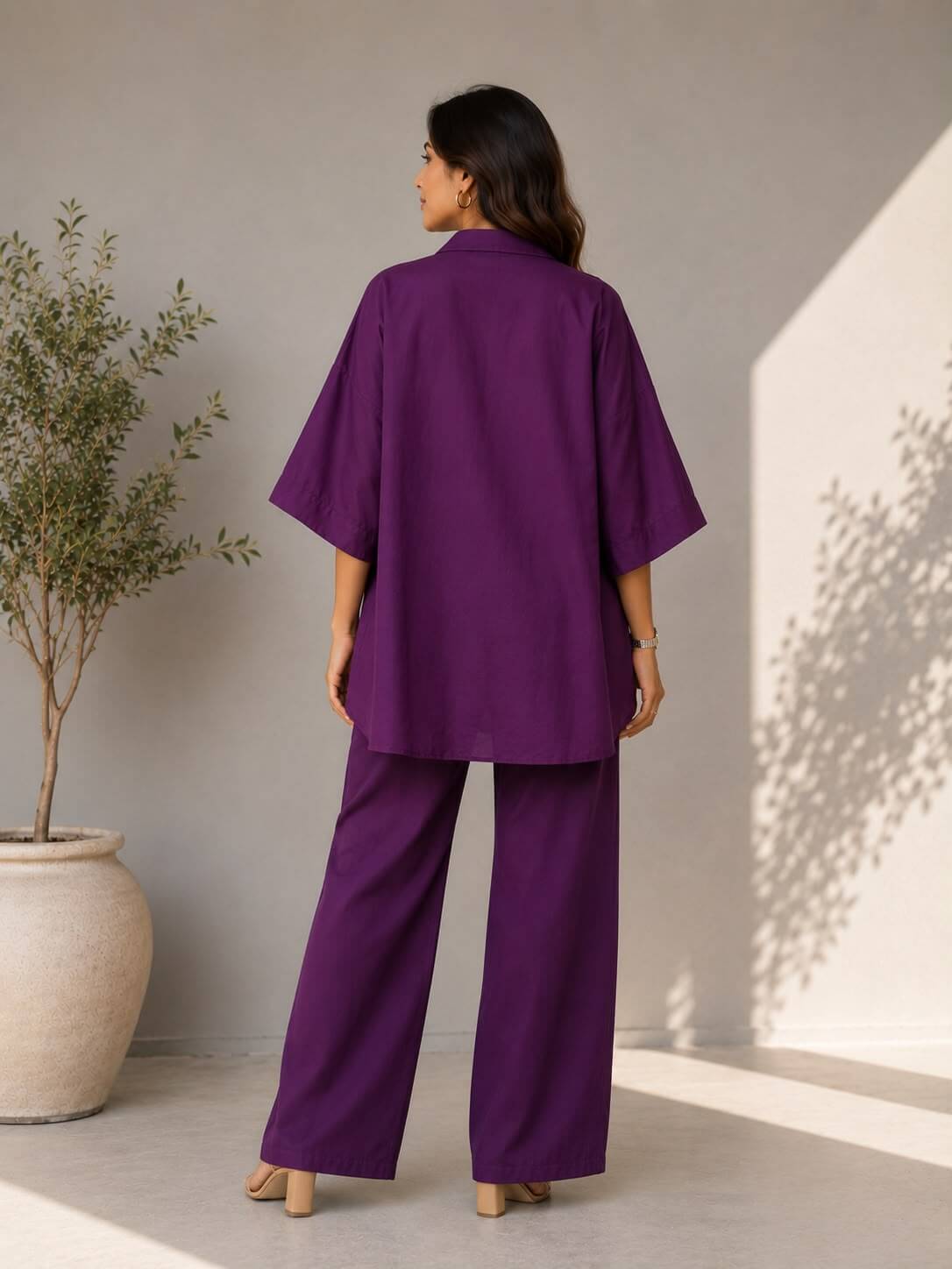 Purple floral embroidered co-ord