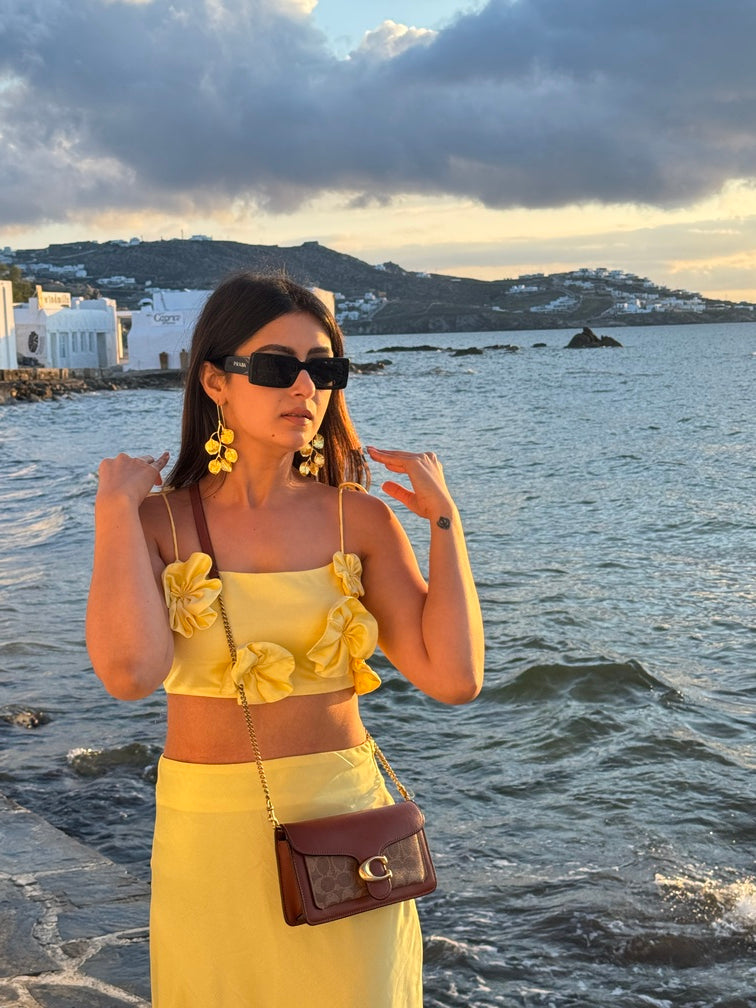 Butter Yellow Satin Co-ord Set